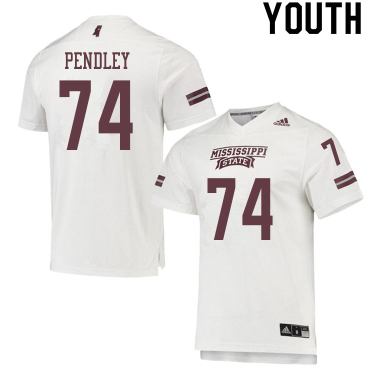 Youth #74 Nick Pendley Mississippi State Bulldogs College Football Jerseys Sale-White - Click Image to Close